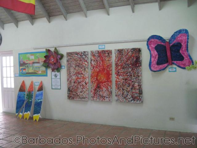 Art buttferfly and surfboards at Orchid World in Barbados.jpg
