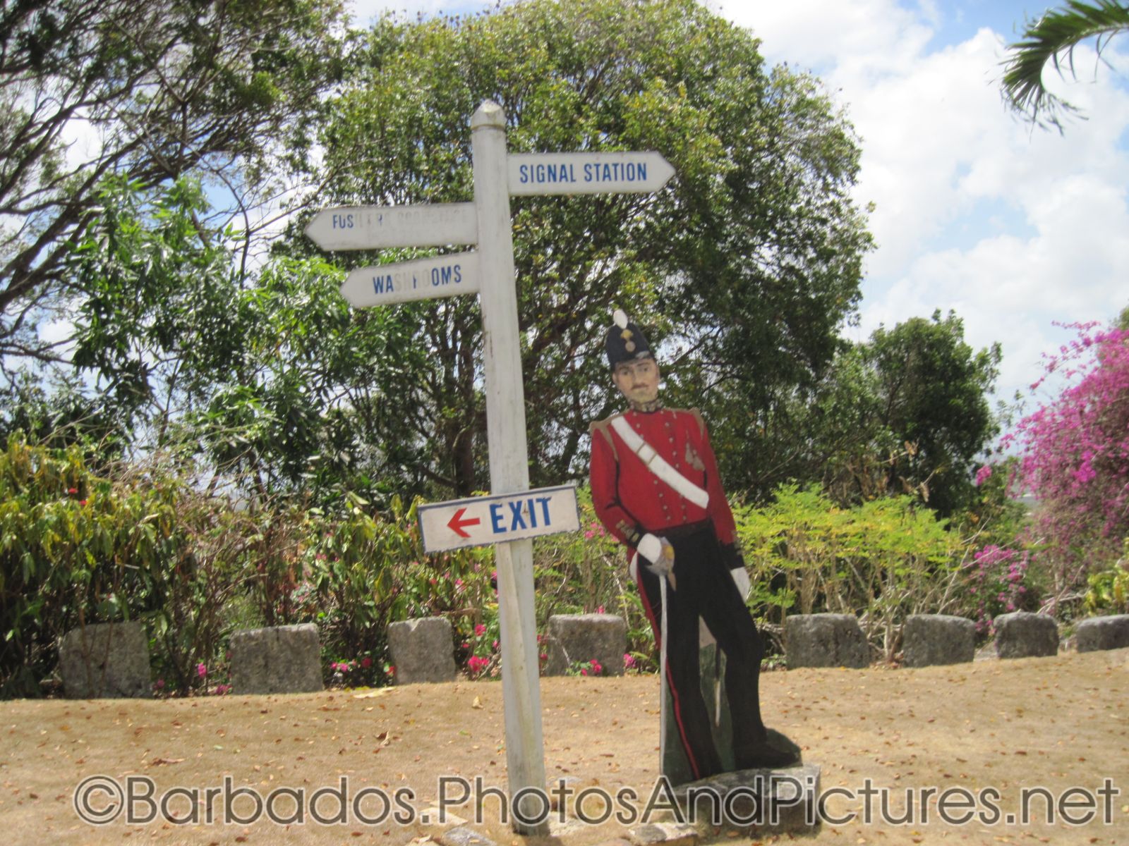 Sign points to Rusilier Road and Signal Station in Barbados.jpg
