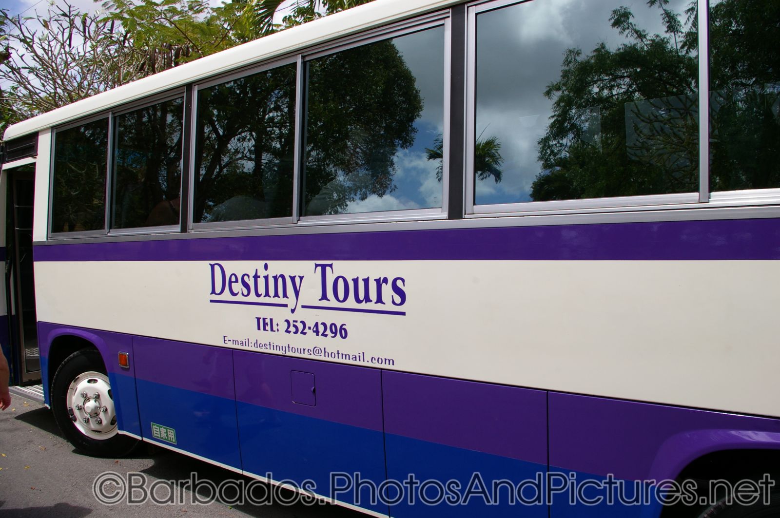 Destiny Tours bus parked at Gun Hill Signal Station in Barbados.jpg
